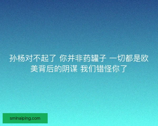 孙杨对不起了 你并非药罐子 一切都是欧美背后的阴谋 我们错怪你了
