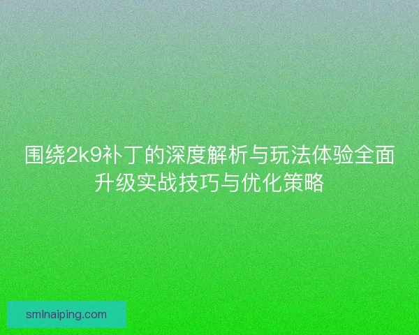 围绕2k9补丁的深度解析与玩法体验全面升级实战技巧与优化策略